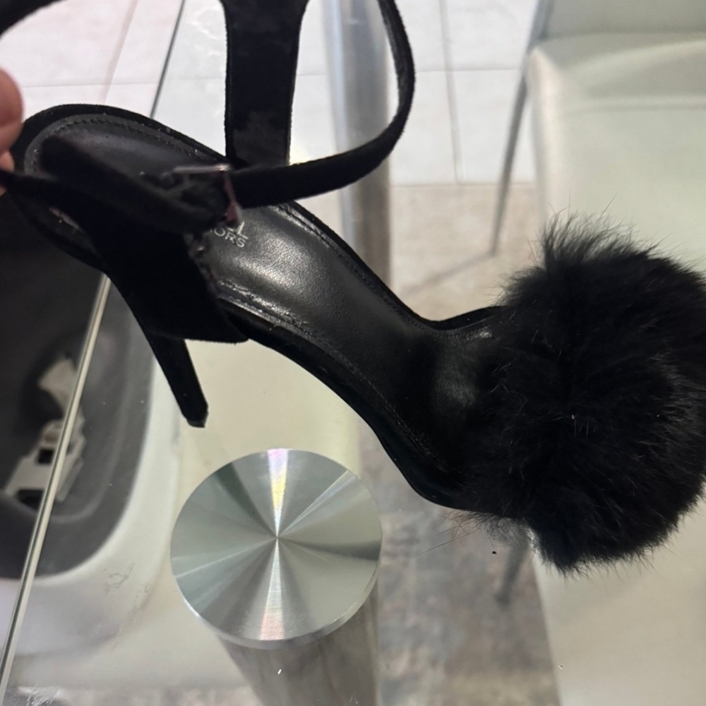 Michael Kors Black Fur Strap Heels - Picture 3 of 6